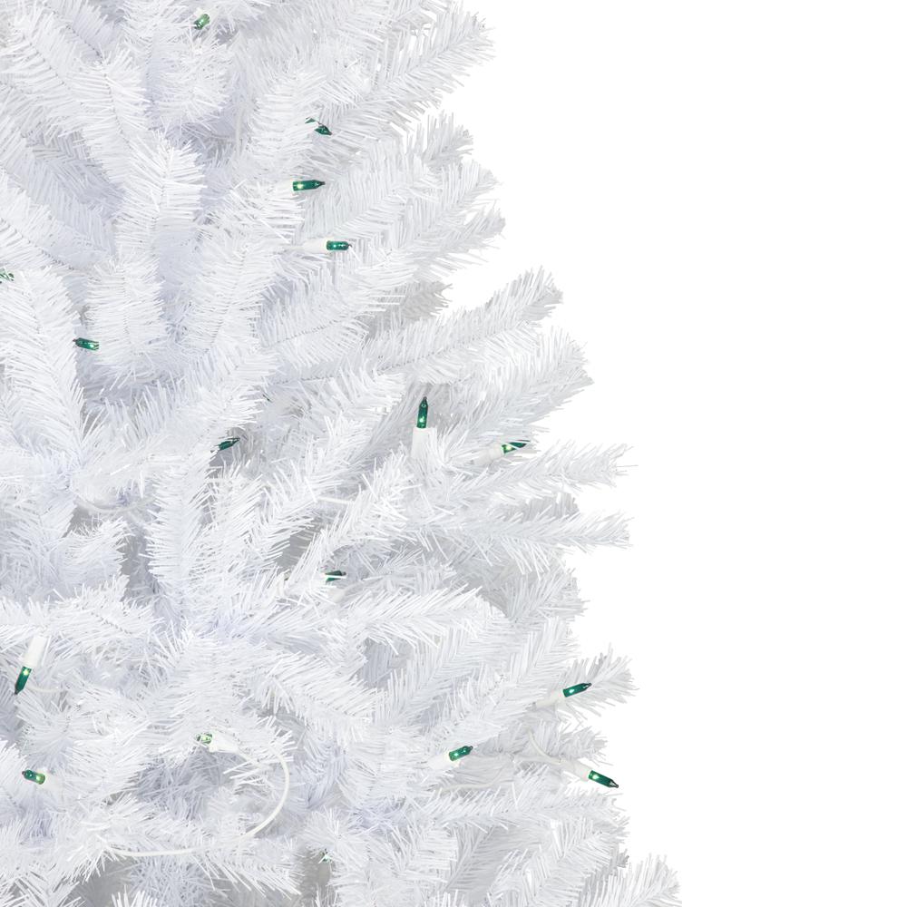 6.5' Pre-Lit Slim Geneva White Spruce Artificial Christmas Tree  Green Lights. Picture 3