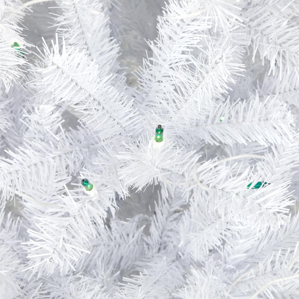 6.5' Pre-Lit Slim Geneva White Spruce Artificial Christmas Tree  Green Lights. Picture 4