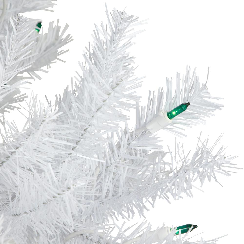 6.5' Pre-Lit Slim Geneva White Spruce Artificial Christmas Tree  Green Lights. Picture 2