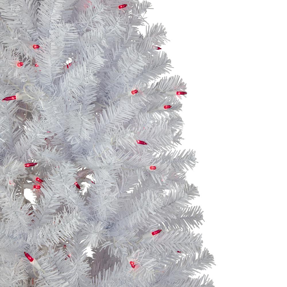 6.5' Pre-Lit Slim Geneva White Spruce Artificial Christmas Tree  Pink Lights. Picture 2
