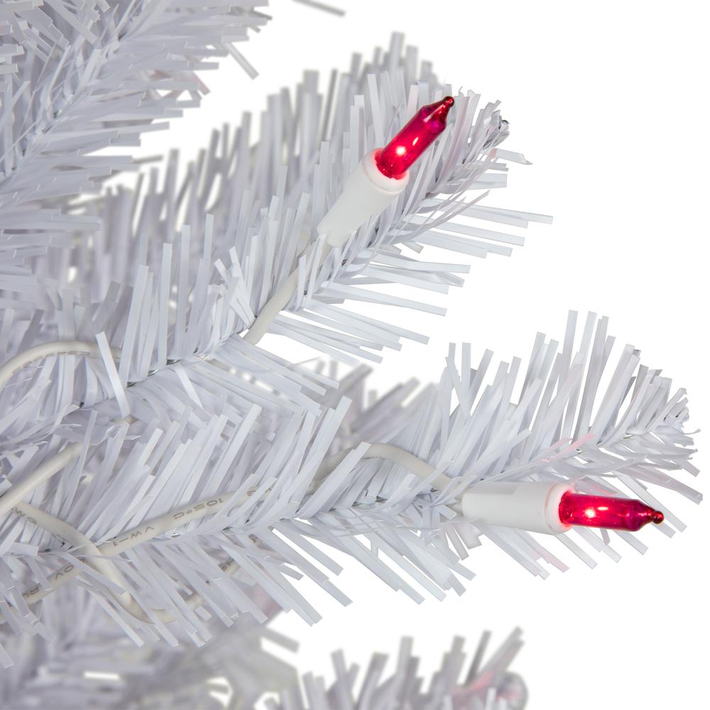 6.5' Pre-Lit Slim Geneva White Spruce Artificial Christmas Tree  Pink Lights. Picture 3
