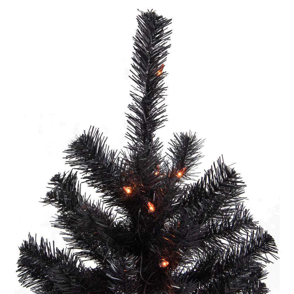 3ft Pre-Lit Black Noble Spruce Artificial Halloween Tree  Orange Lights. Picture 2