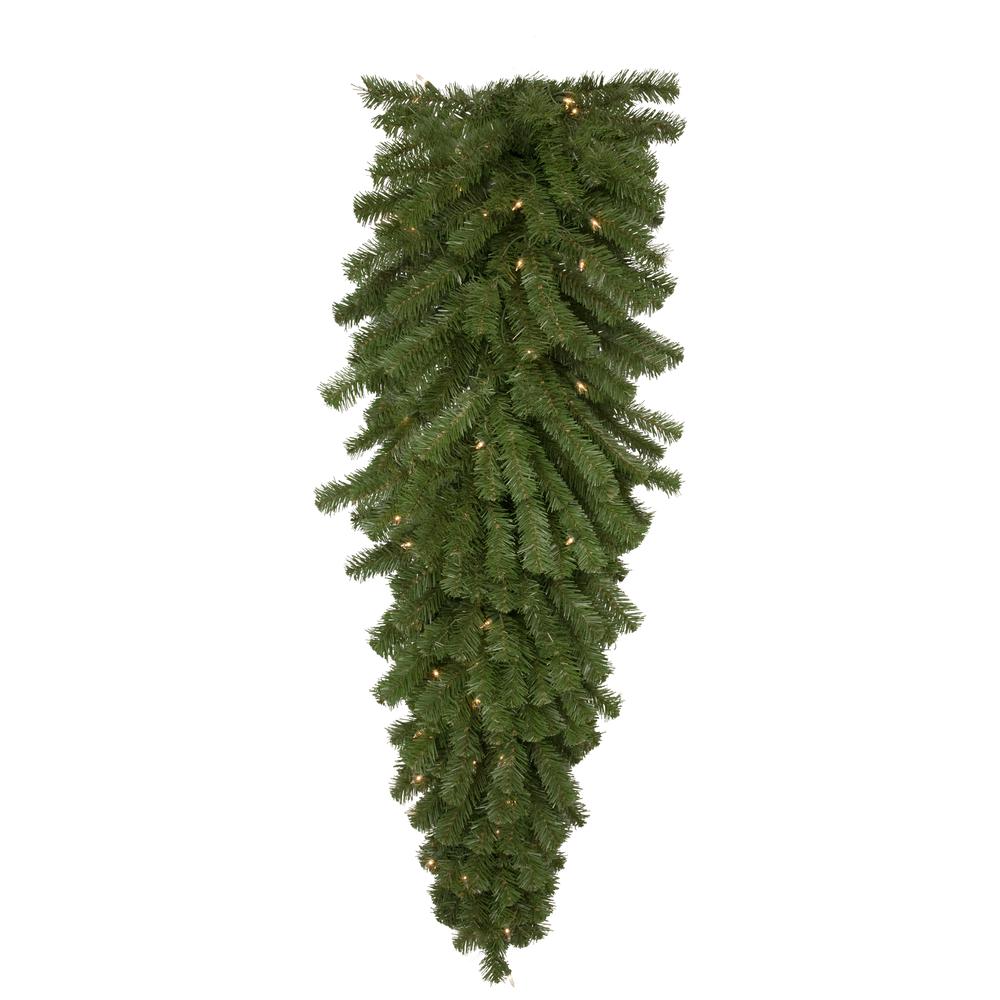 54" Deluxe Dorchester Pine Artificial Christmas Teardrop Swag Clear Lights. Picture 1