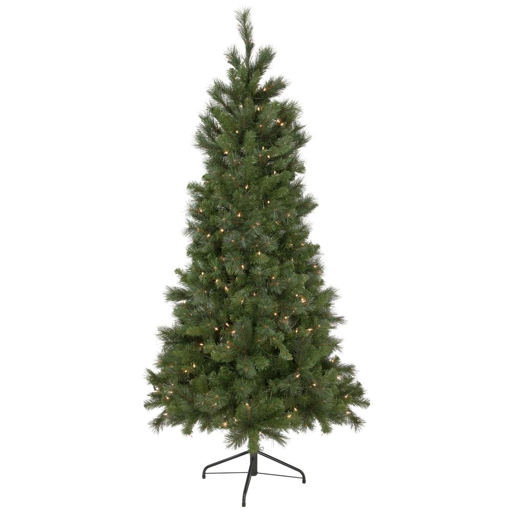 6.5' Pre-Lit Medium Beaver Pine Artificial Christmas Wall Tree  Clear Lights. The main picture.
