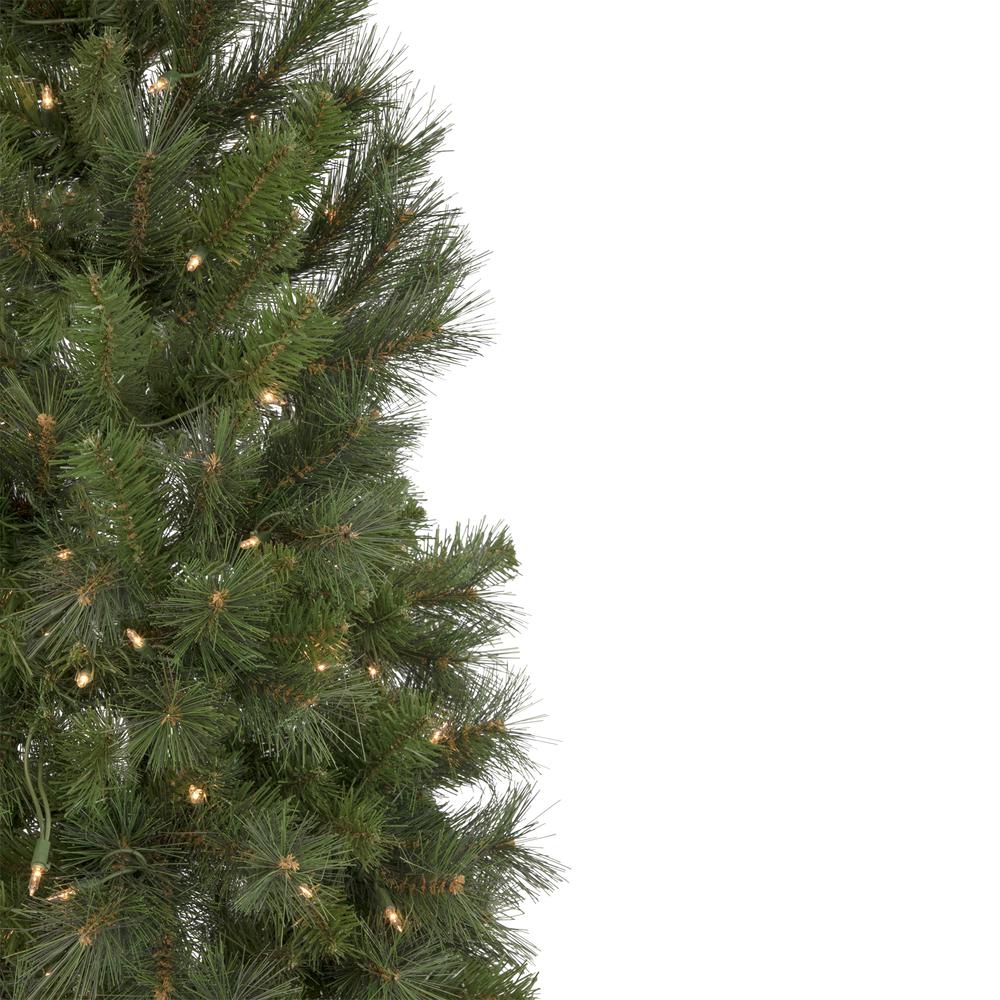 6.5' Pre-Lit Medium Beaver Pine Artificial Christmas Wall Tree  Clear Lights. Picture 5