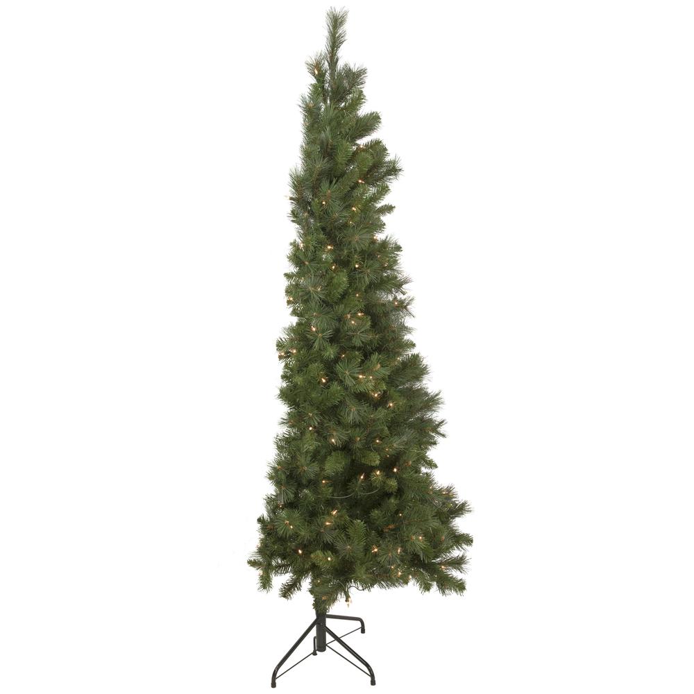 6.5' Pre-Lit Medium Beaver Pine Artificial Christmas Wall Tree  Clear Lights. Picture 6