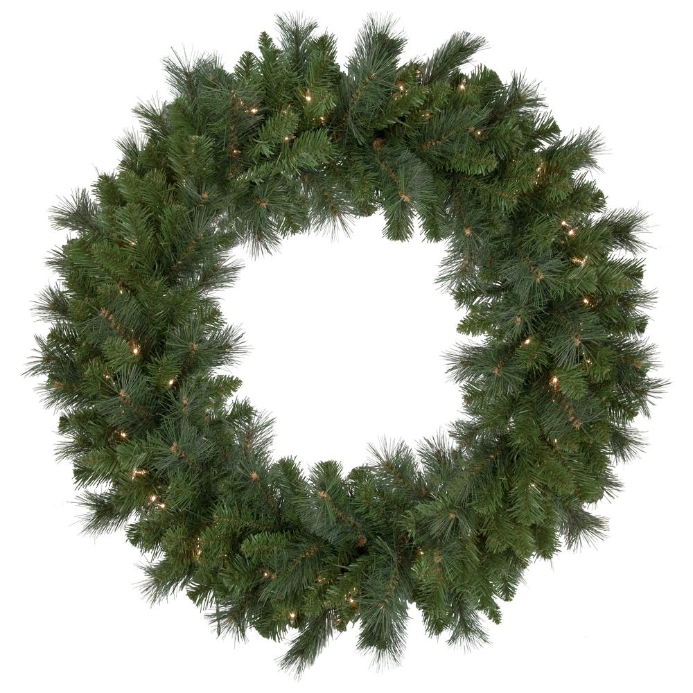 Mixed Beaver Pine Artificial Christmas Wreath  36-Inch  Clear Lights. Picture 1