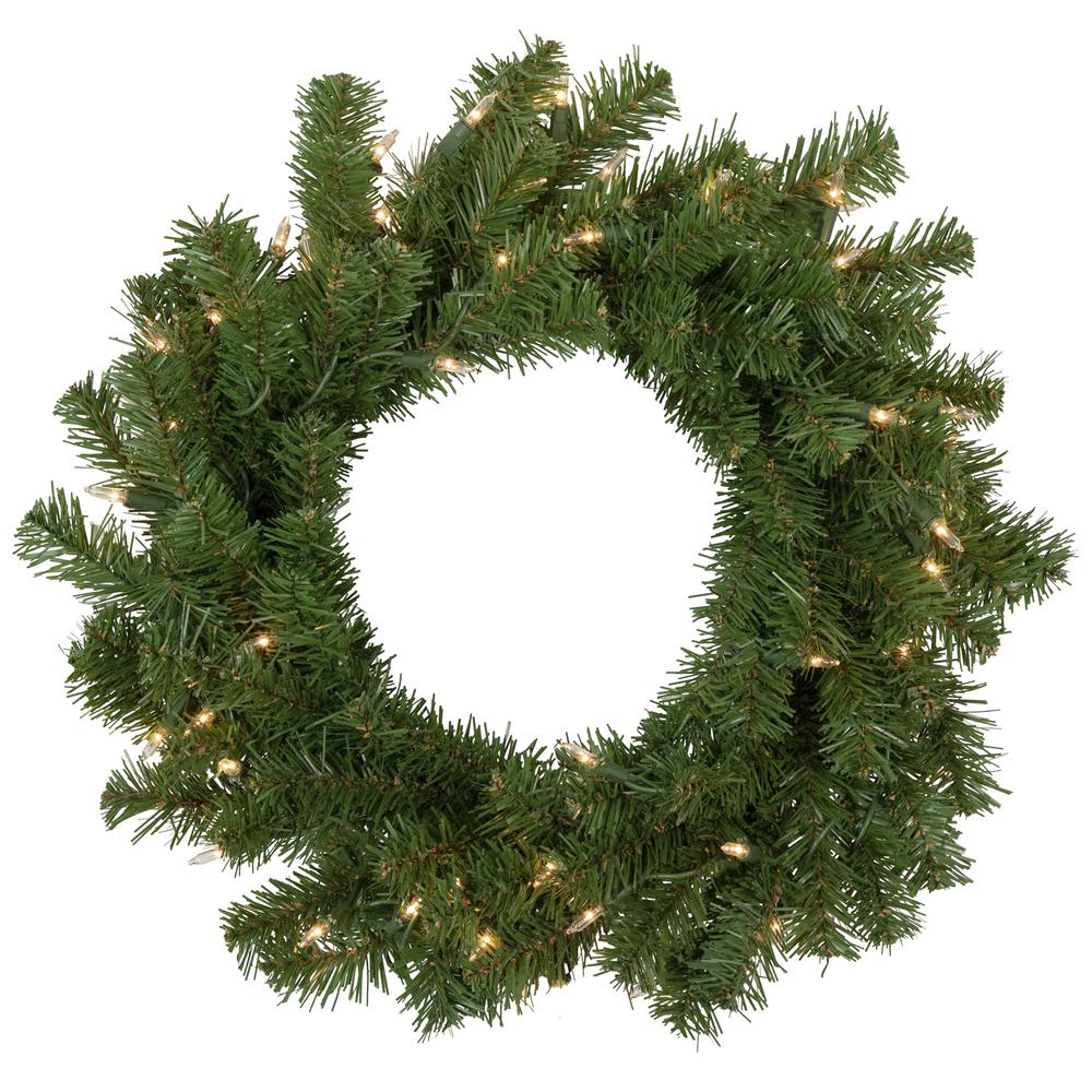 Deluxe Dorchester Pine Artificial Christmas Wreath  18-Inch  Clear Lights. Picture 1