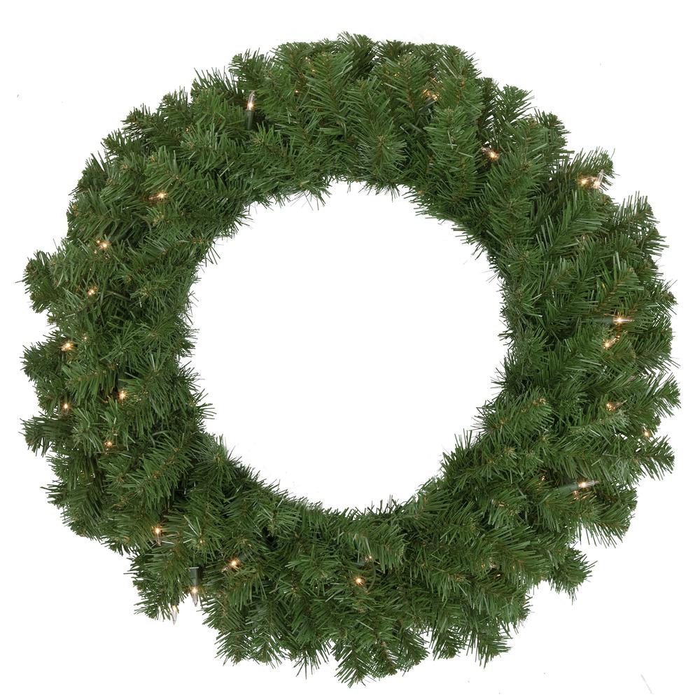 Pre-Lit Dorchester Pine Artificial Christmas Wreath  24-Inch  Clear Lights. Picture 1