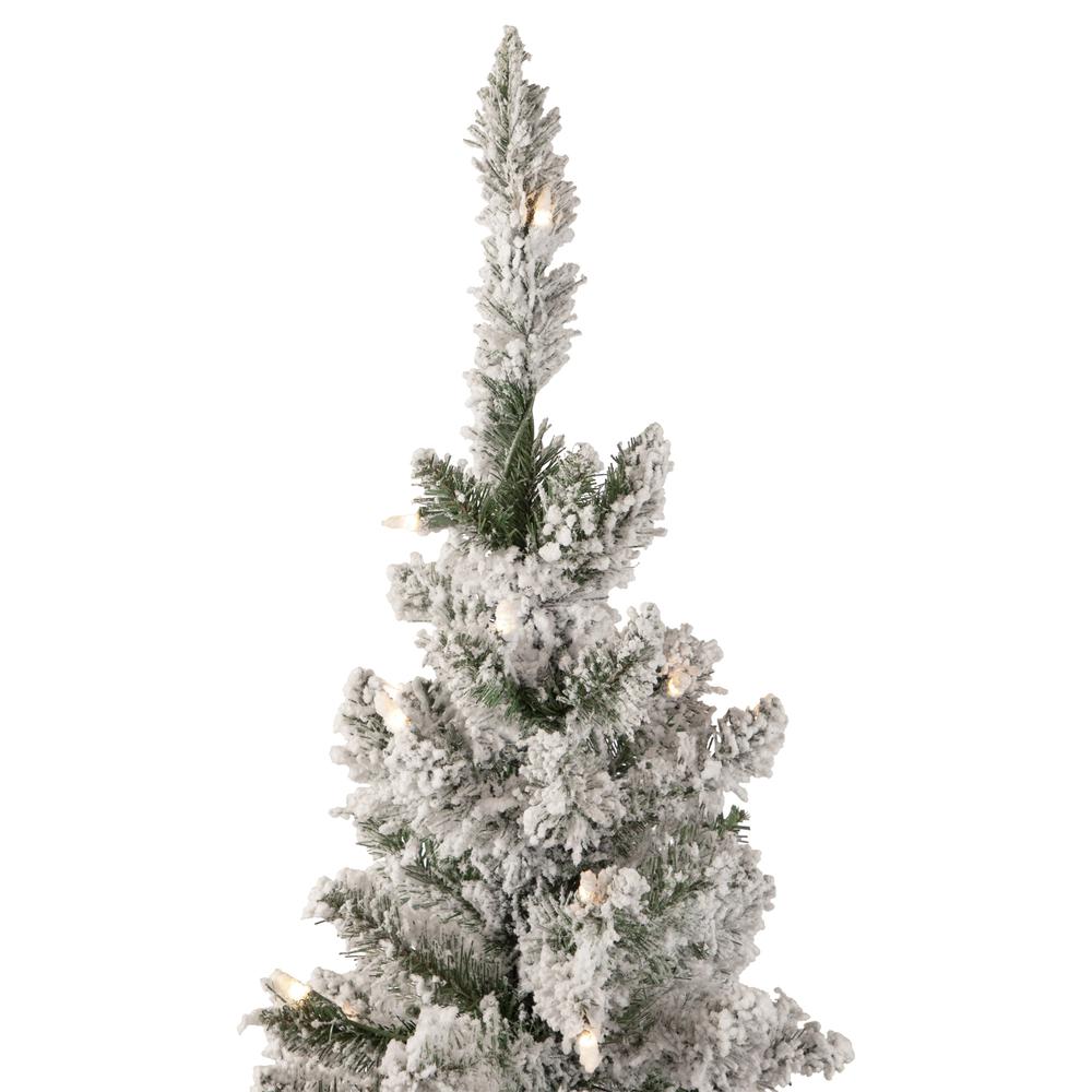 4' Pre-Lit Flocked Pine Slim Artificial Christmas Tree  Clear Lights. Picture 3