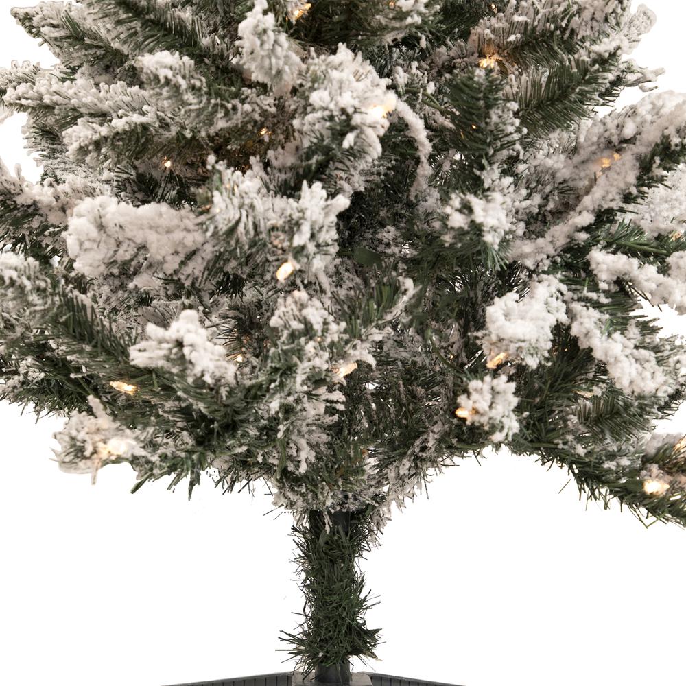 4' Pre-Lit Flocked Pine Slim Artificial Christmas Tree  Clear Lights. Picture 4