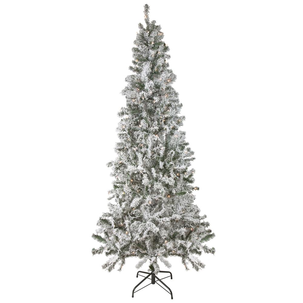 6' Pre-Lit Slim Flocked Pine Artificial Christmas Tree  Clear Lights. Picture 1