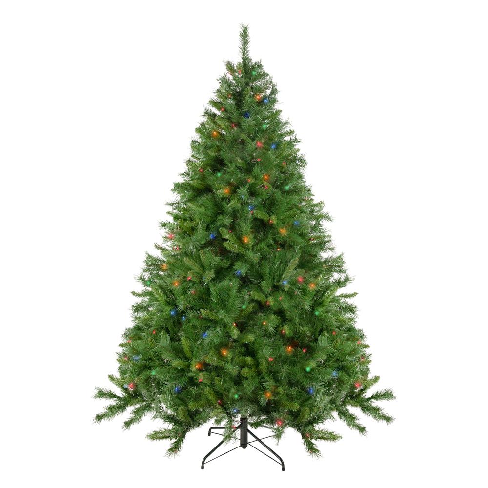 7.5' Pre-Lit Chatham Pine Artificial Christmas Tree  Multi-Color Lights. Picture 1