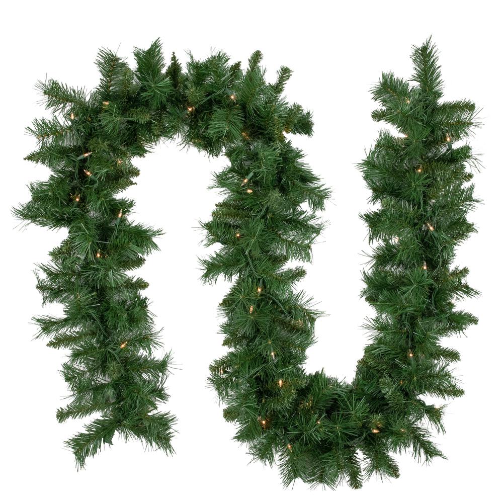 9' x 10" Pre-Lit Chatham Pine Artificial Christmas Garland  Clear Lights. Picture 1