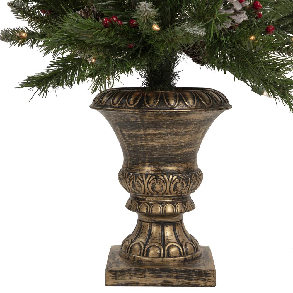 5-Piece Pre-Lit Frosted Verona Berry Pine Artificial Christmas Entryway Set. Picture 6