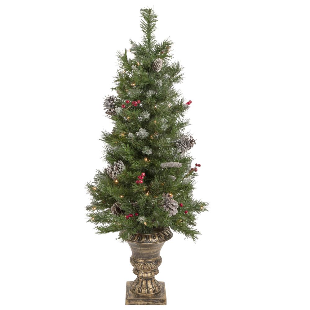 5-Piece Pre-Lit Frosted Verona Berry Pine Artificial Christmas Entryway Set. Picture 3