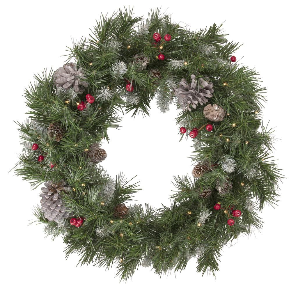 5-Piece Pre-Lit Frosted Verona Berry Pine Artificial Christmas Entryway Set. Picture 4