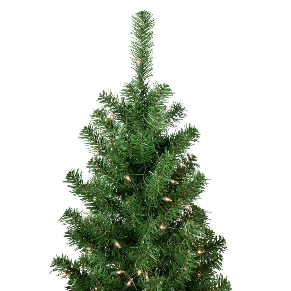 15' Pre-Lit Pendleton Spruce Slim Artificial Christmas Tree  Clear Lights. Picture 4