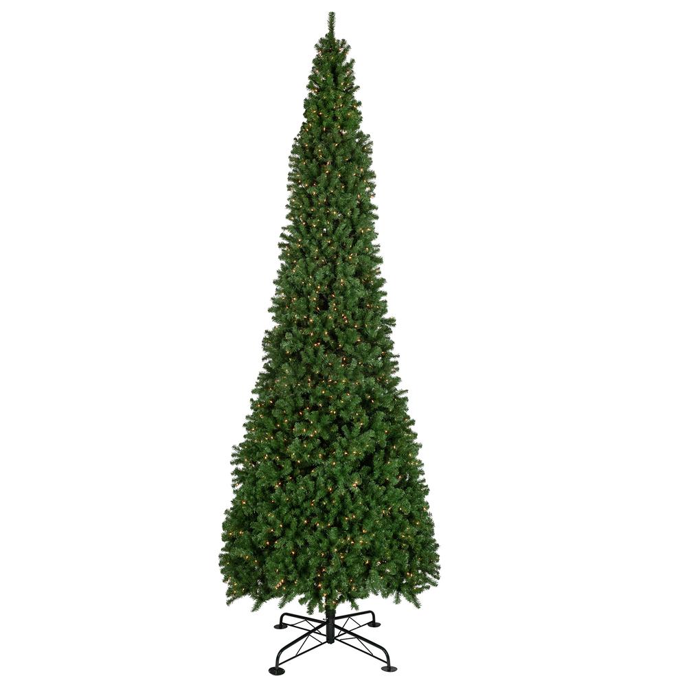 15' Pre-Lit Pendleton Spruce Slim Artificial Christmas Tree  Clear Lights. Picture 1
