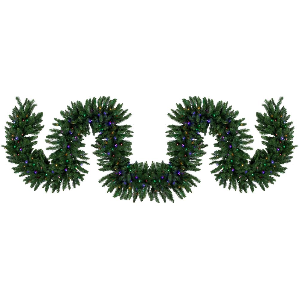 25' x 20" Buffalo Fir Artificial Christmas Garland - Multi-Color LED Lights. Picture 1