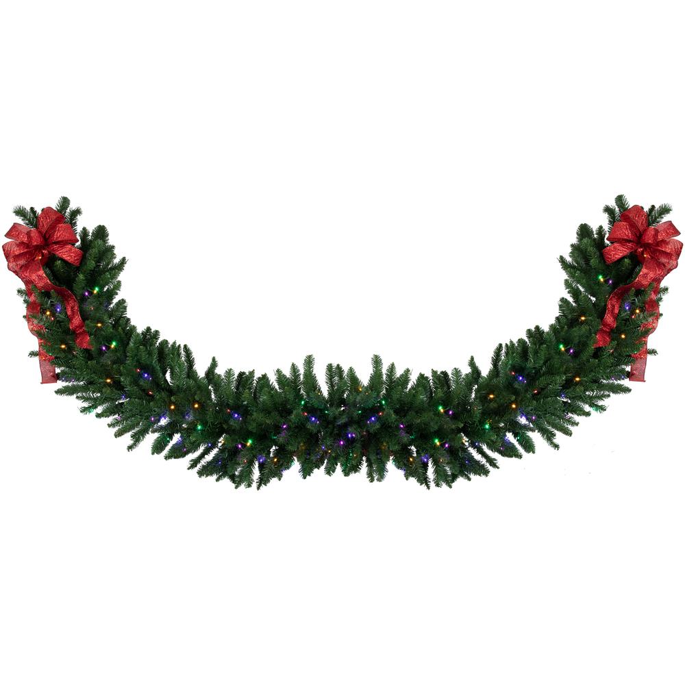 25' x 20" Buffalo Fir Artificial Christmas Garland - Multi-Color LED Lights. Picture 3