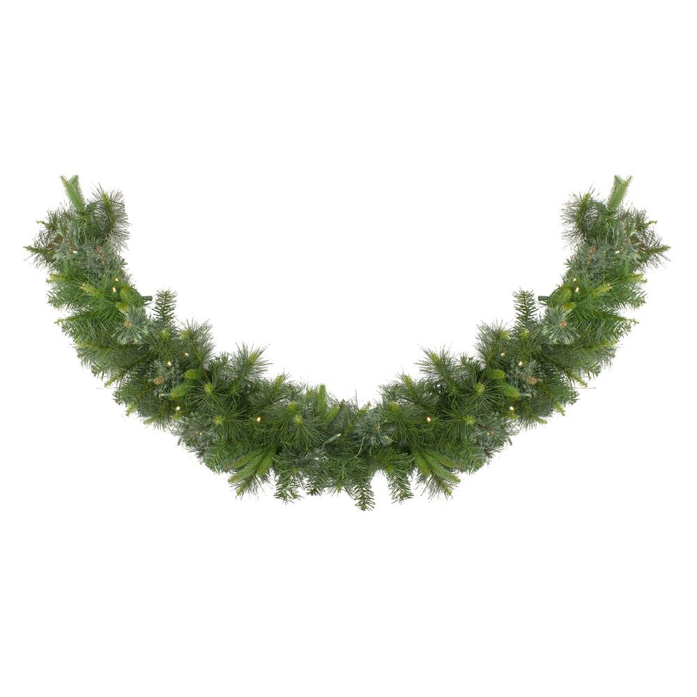 6' x 14" Pre-Lit Ashcroft Cashmere Pine Artificial Christmas Garland - Warm White LED Lights. Picture 1