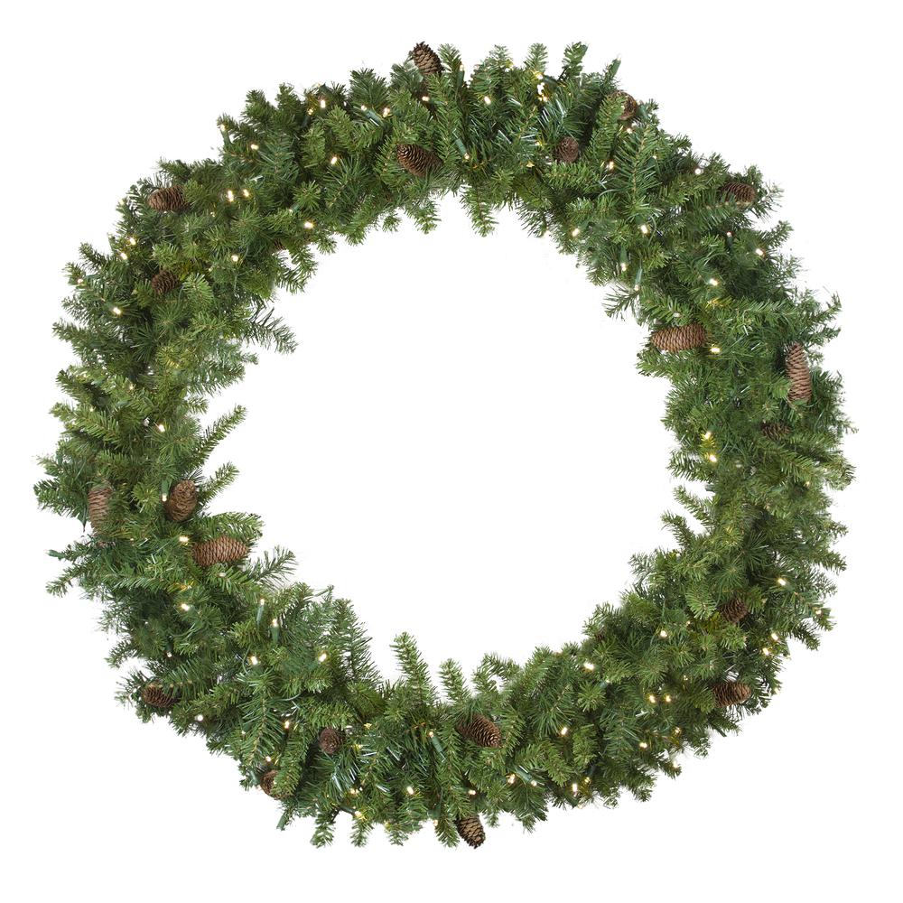 Pre-Lit LED Dakota Red Pine Artificial Christmas Wreath - 48-Inch  Warm White Lights. Picture 1