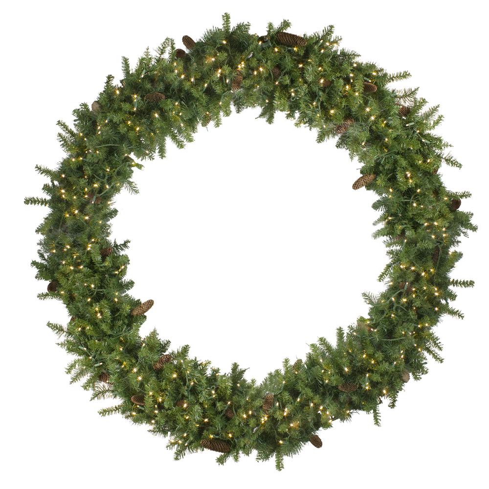Pre-Lit Dakota Pine Artificial Christmas Wreath - 72-Inch  Warm White LED Lights. Picture 1