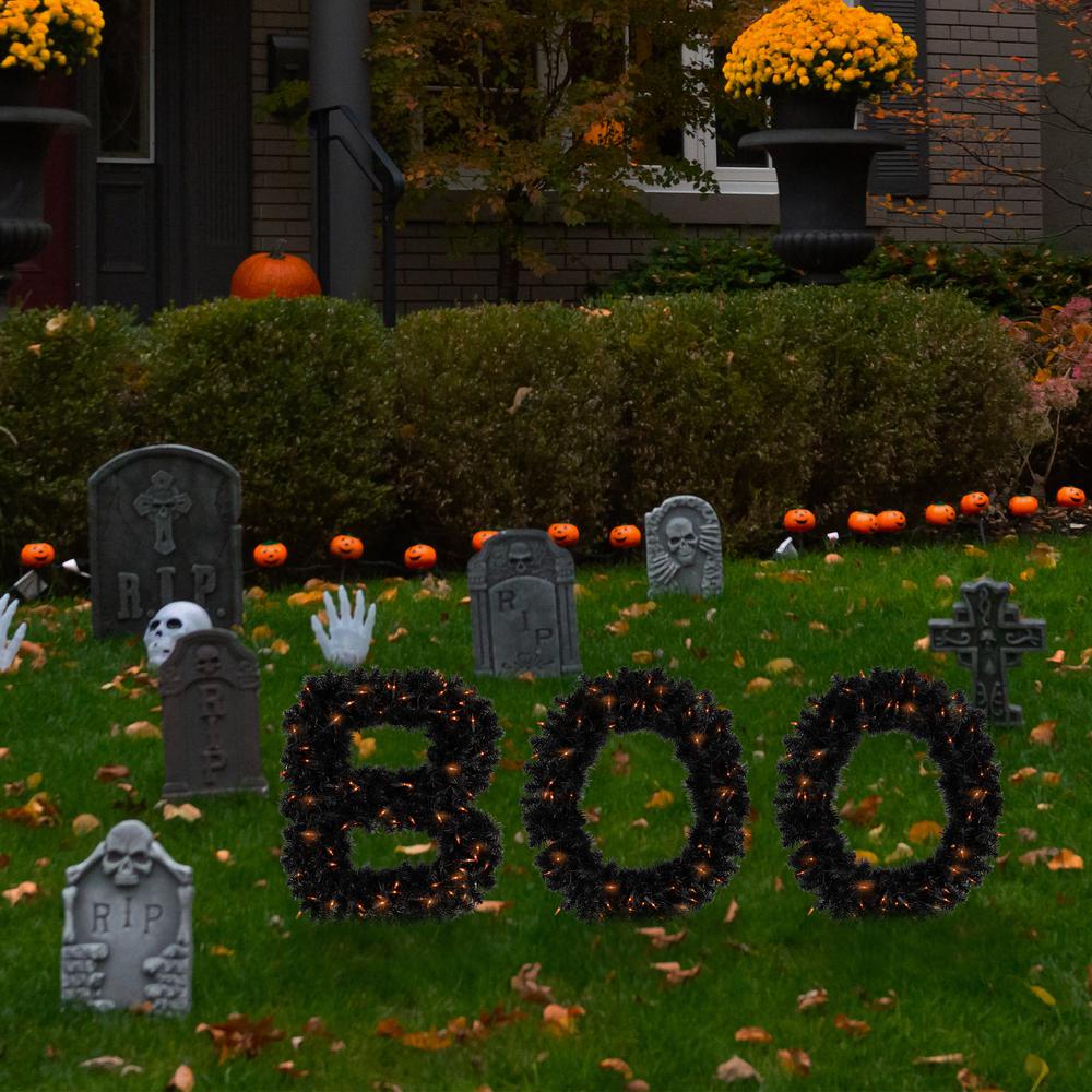 18" Lighted Letter Boo Sign Outdoor Halloween Decoration. Picture 5