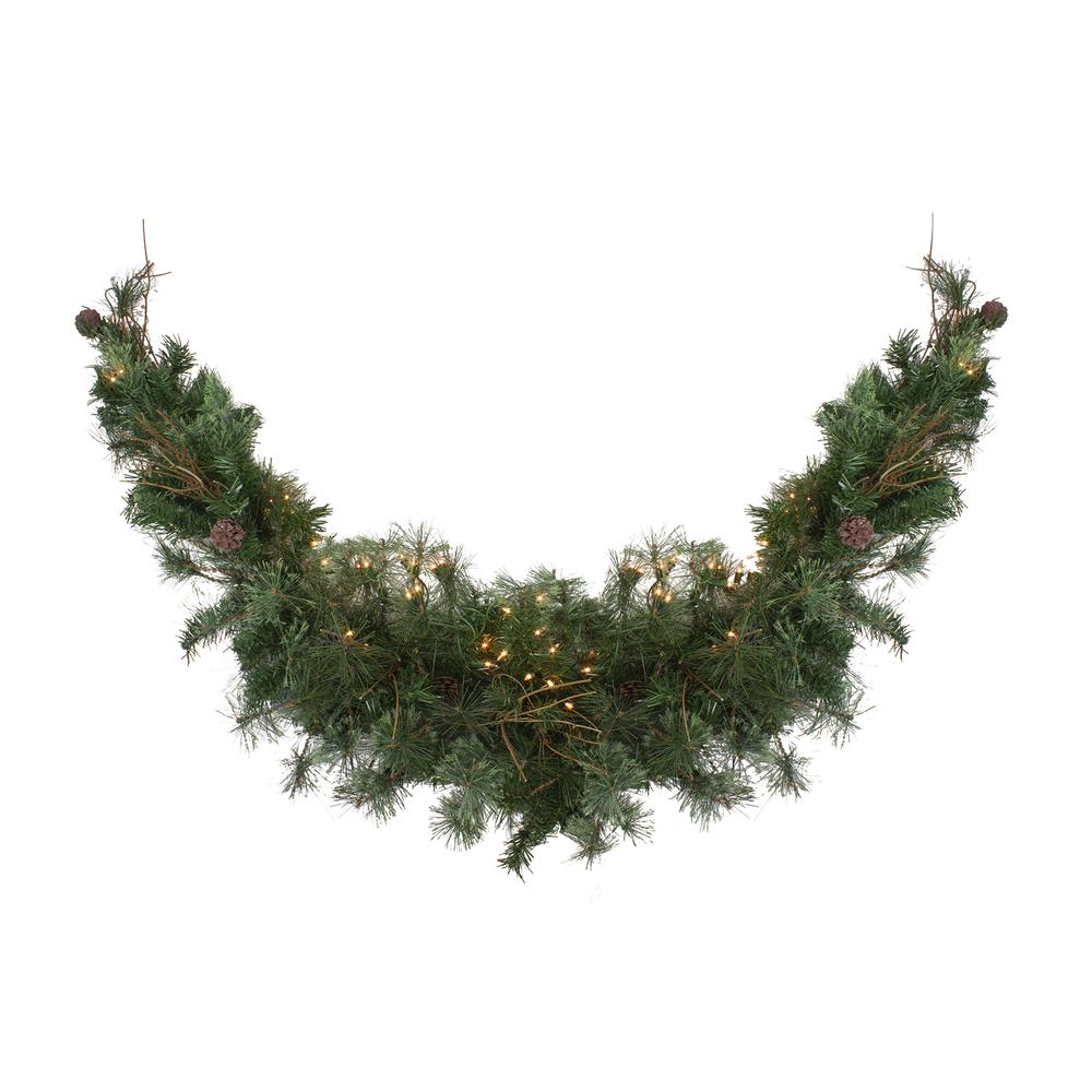 72" Pre-Lit Country Mixed Pine Artificial Christmas Swag - Clear Lights. Picture 1