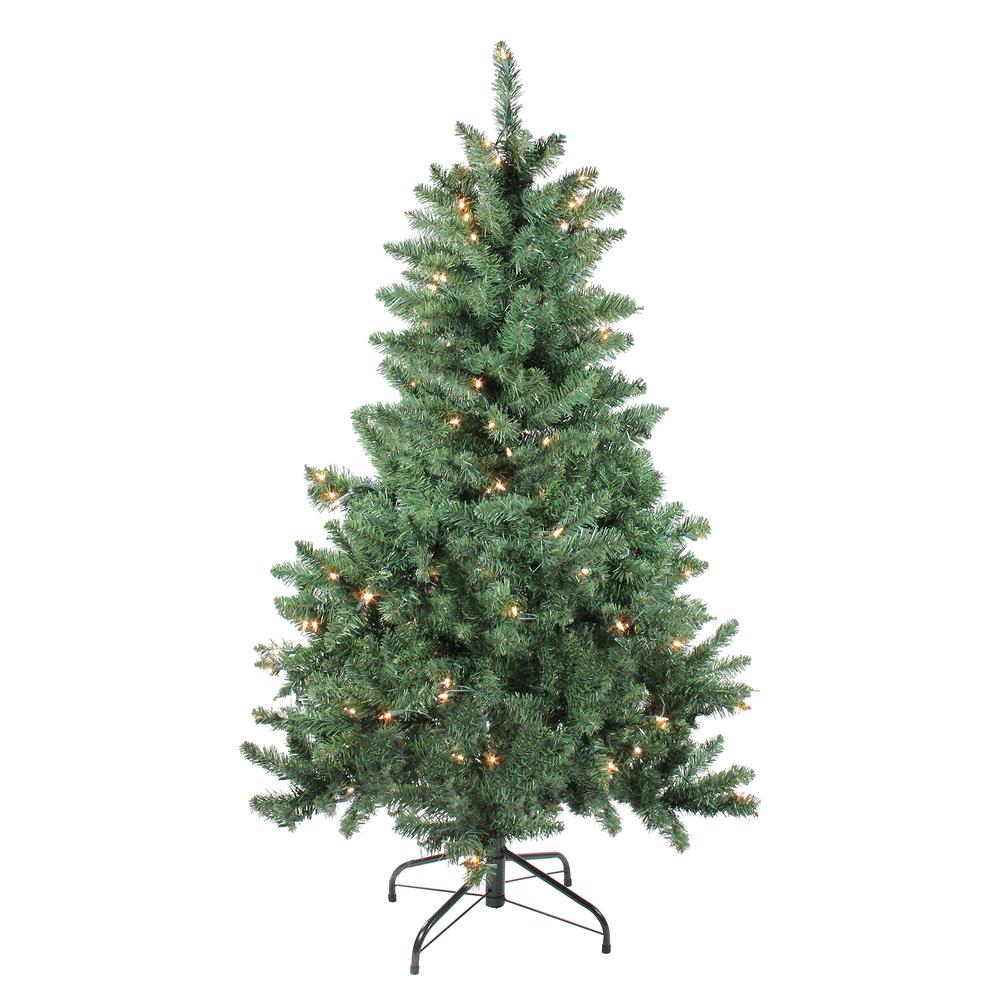 4.5' Pre-lit Full Buffalo Fir Artificial Christmas Tree - Clear Lights. Picture 1