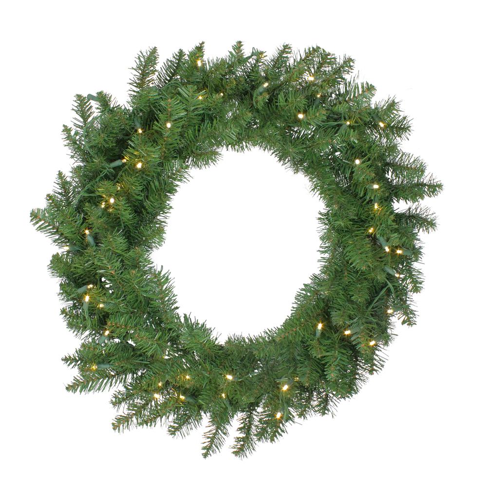 Pre-Lit Buffalo Fir Artificial Christmas Wreath - 30-Inch  Warm White LED Lights. Picture 1
