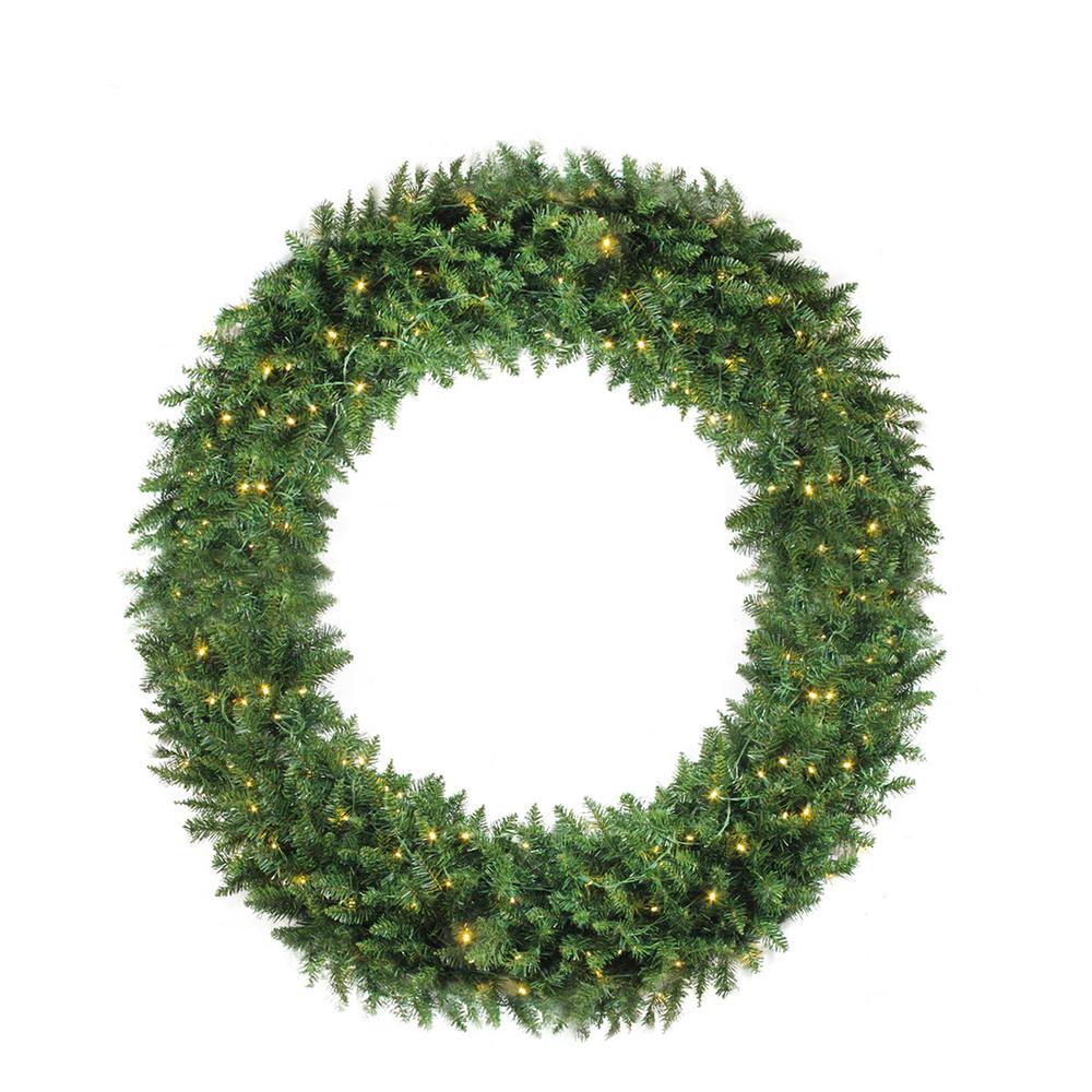 Pre-Lit Buffalo Fir Commercial Artificial Christmas Wreath - 72-Inch  White Lights. Picture 3