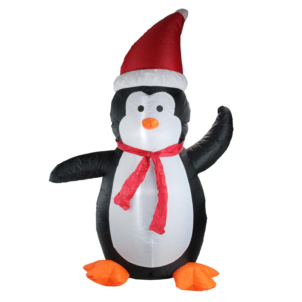 4' Black and White Inflatable Festive Penguin Christmas Yard Decor. Picture 1