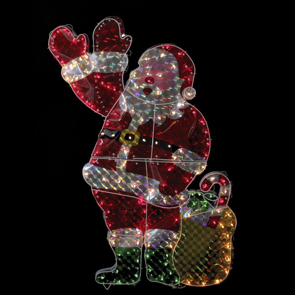 48" Holographic Lighted Waving Santa Claus Outdoor Christmas Decoration. Picture 2