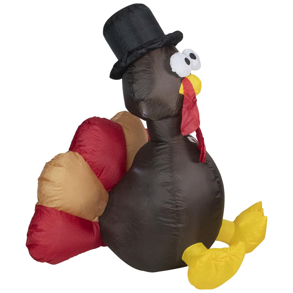 6' Brown and Red Inflatable Lighted Thanksgiving Turkey Outdoor Decor. Picture 2