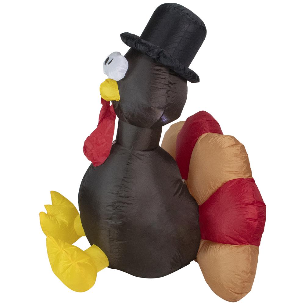 6' Brown and Red Inflatable Lighted Thanksgiving Turkey Outdoor Decor. Picture 3