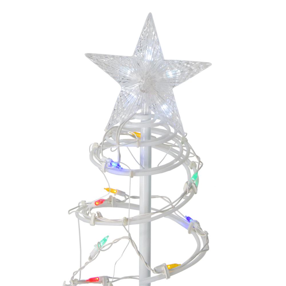 Set of 2 Multi-Color LED Lighted Spiral Cone Tree Outdoor Christmas Decorations - 48". Picture 2