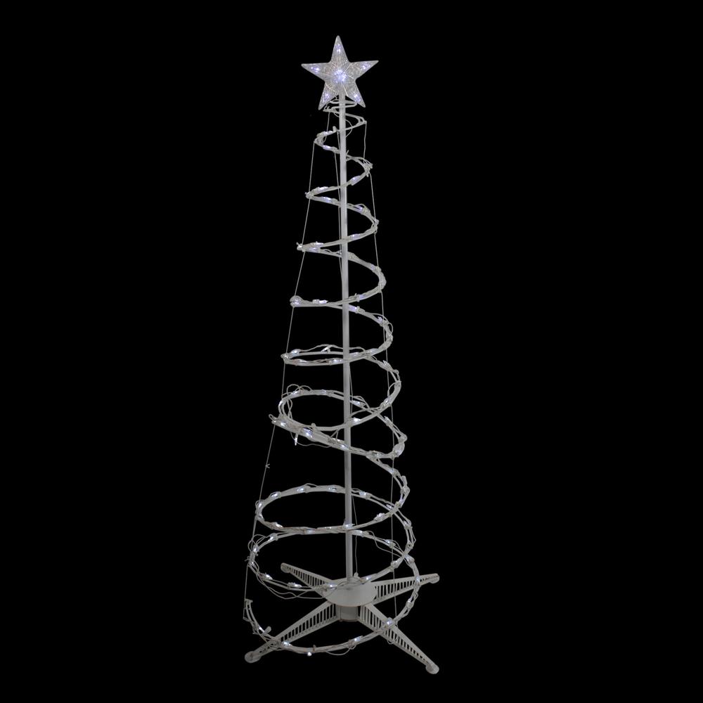 5' Pure White LED Lighted Spiral Cone Tree Outdoor Christmas Decoration. Picture 2