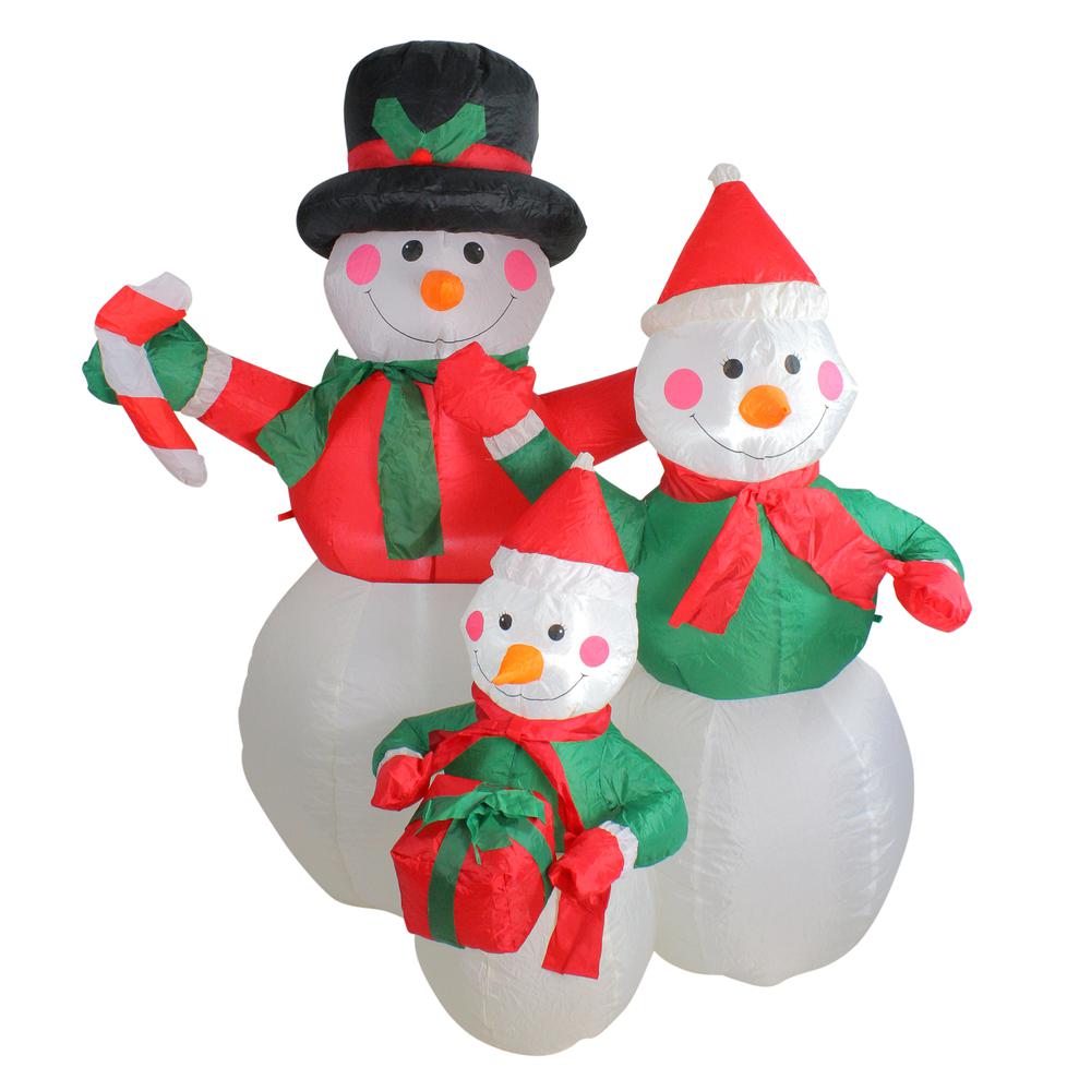 4' Inflatable Snowman Family Lighted Christmas Yard Art Decor. Picture 1