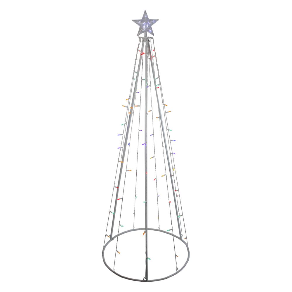 6' Multi-Color LED Lighted Cone Tree Outdoor Christmas Decoration. Picture 1