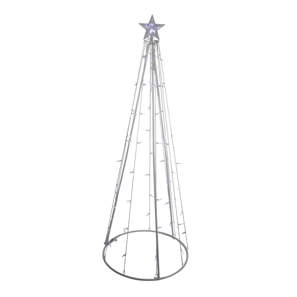 6' White LED Lighted Cone Tree Outdoor Christmas Decor. Picture 1