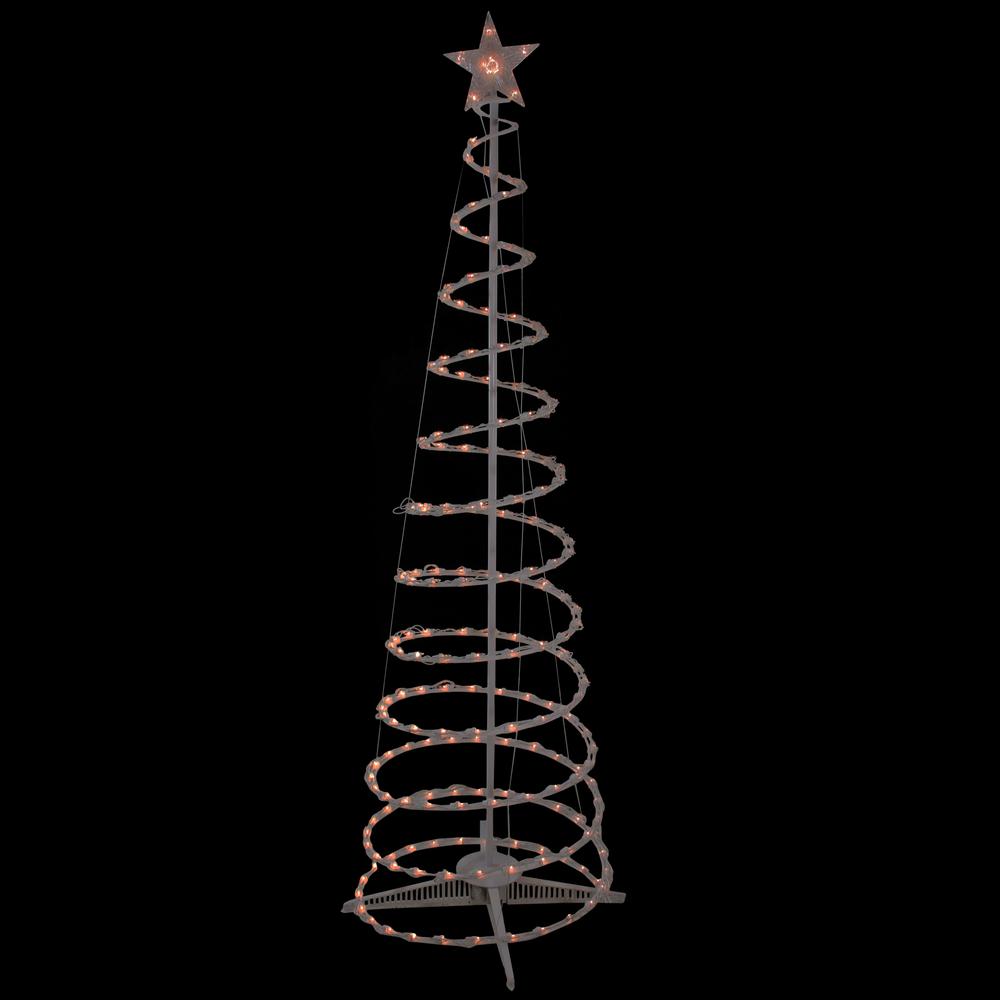 6' Clear Lighted Spiral Cone Tree Outdoor Christmas Decoration. Picture 4