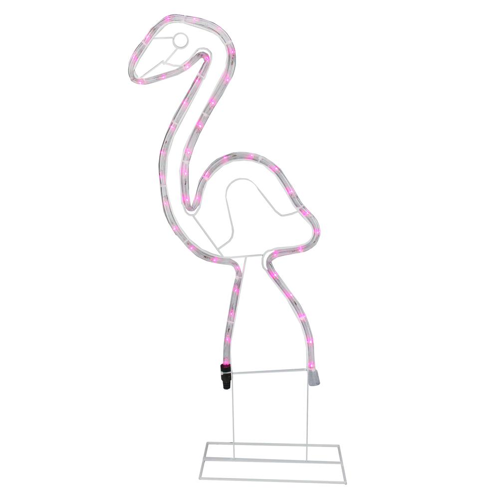 24" Pink Flamingo LED Rope Light Silhouette Summer Outdoor Decoration. Picture 1