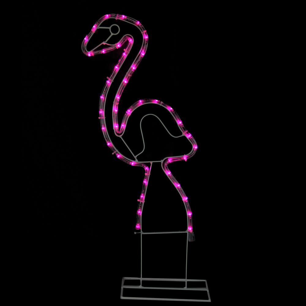 24" Pink Flamingo LED Rope Light Silhouette Summer Outdoor Decoration. Picture 2
