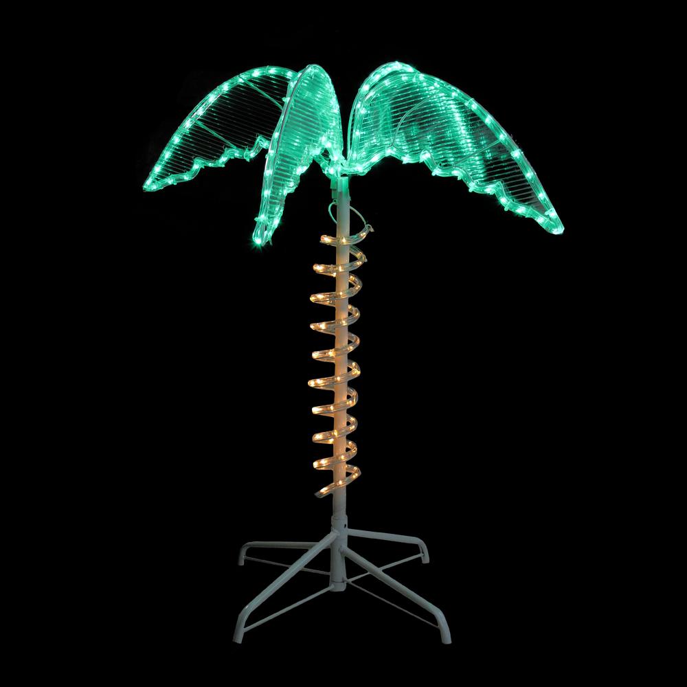 2.5' Green and Tan LED Palm Tree Rope Light Outdoor Decoration. Picture 1