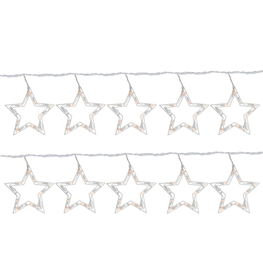 100 Count Clear Twinkling Star Icicle Christmas Lights  13.5 ft White Wire. Picture 1