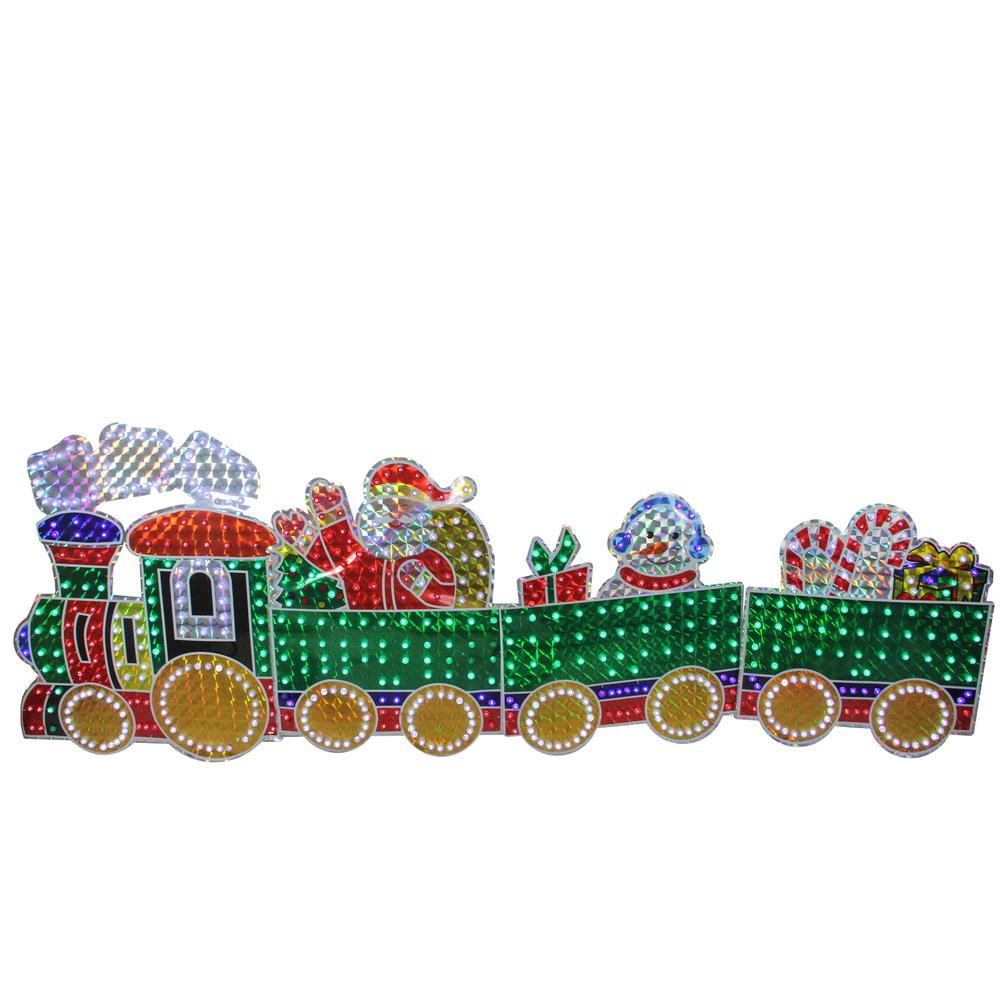 4-Piece Holographic LED Lighted Motion Train Set Outdoor Christmas Decoration. Picture 1