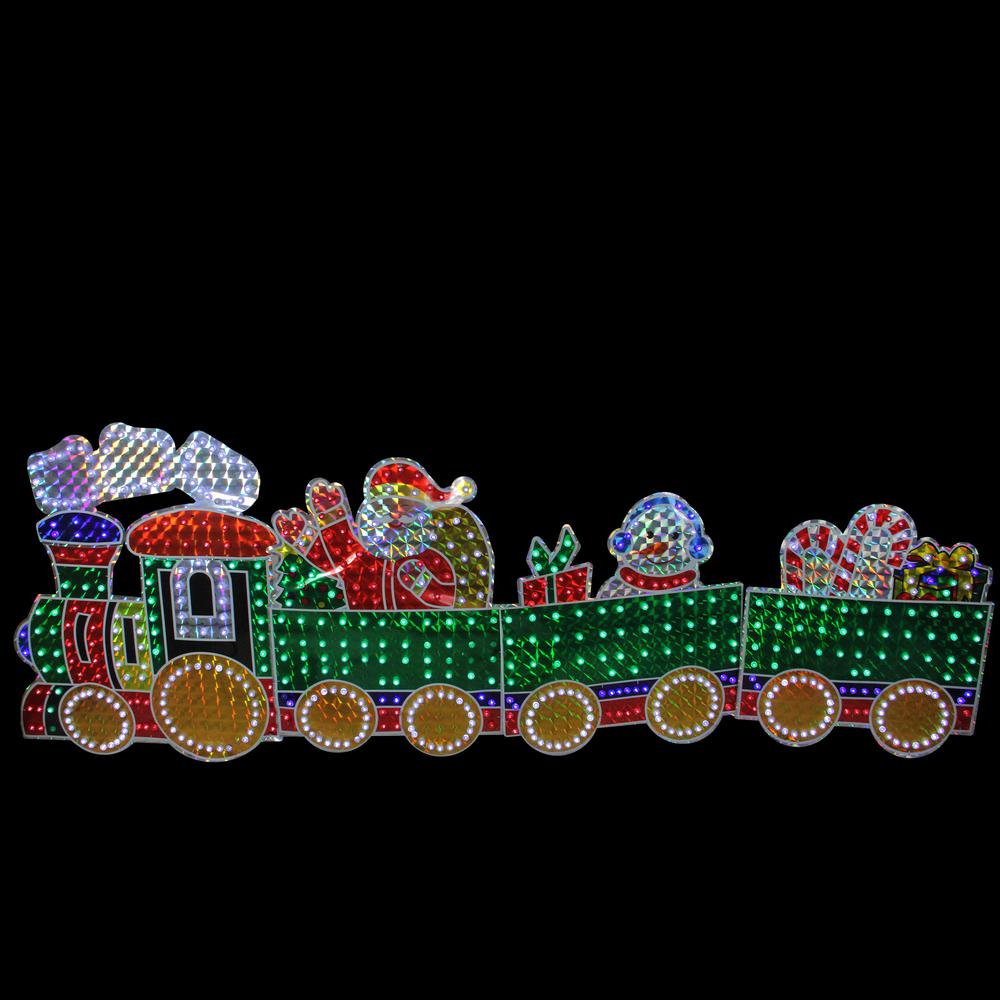 4-Piece Holographic LED Lighted Motion Train Set Outdoor Christmas Decoration. Picture 2