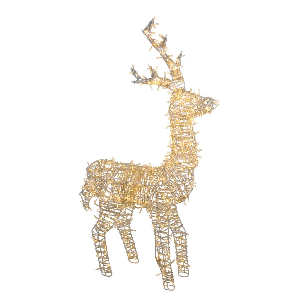48" Pre-Lit White LED Upright Standing Reindeer Christmas Outdoor Decoration. Picture 1